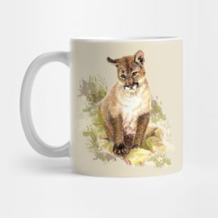 Watercolor Cougar Mountain Lion Cub Mug